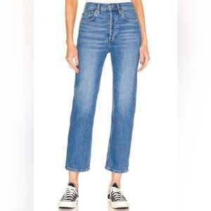 ReDone Women’s 70s Stove Pipe High Rise Straight Leg Jeans Dusted Blue size 28